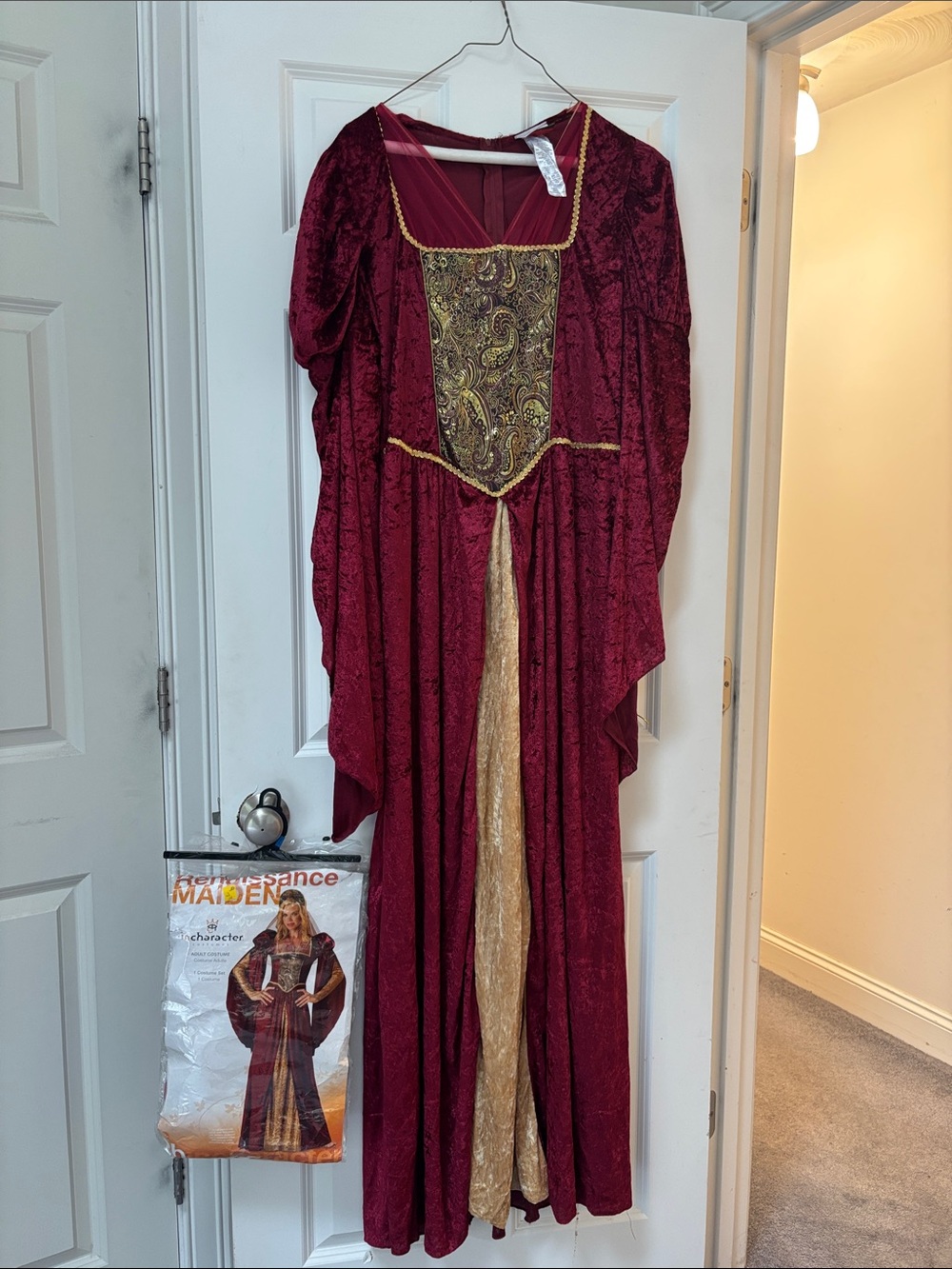 Halloween costume Burgundy and Gold Renaissance Maiden adult Costume